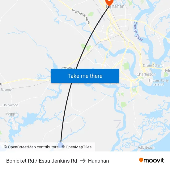 Bohicket Rd / Esau Jenkins Rd to Hanahan map