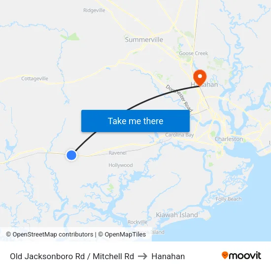 Old Jacksonboro Rd / Mitchell Rd to Hanahan map