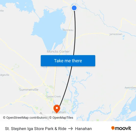 St. Stephen Iga Store Park & Ride to Hanahan map