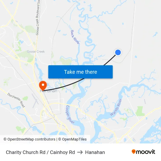 Charity Church Rd / Cainhoy Rd to Hanahan map