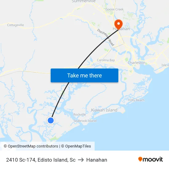 2410 Sc-174, Edisto Island, Sc to Hanahan map