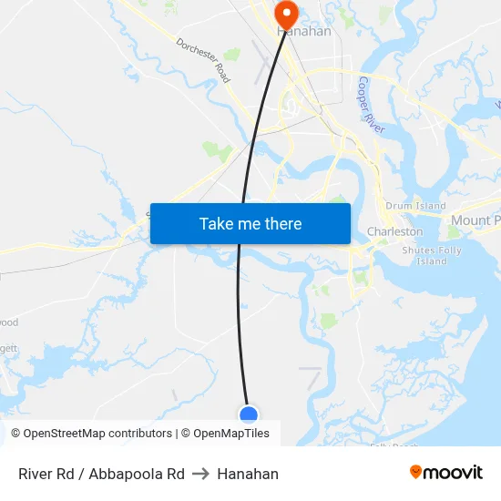 River Rd / Abbapoola Rd to Hanahan map