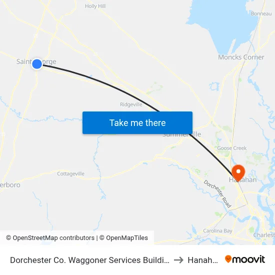 Dorchester Co. Waggoner Services Building to Hanahan map