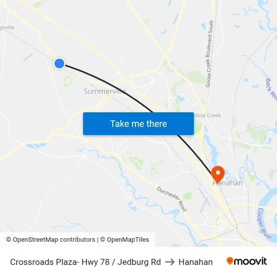 Crossroads Plaza- Hwy 78 / Jedburg Rd to Hanahan map