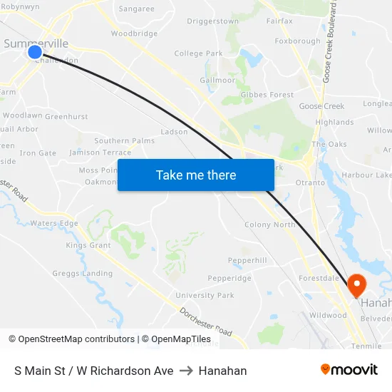 S Main St / W Richardson Ave to Hanahan map