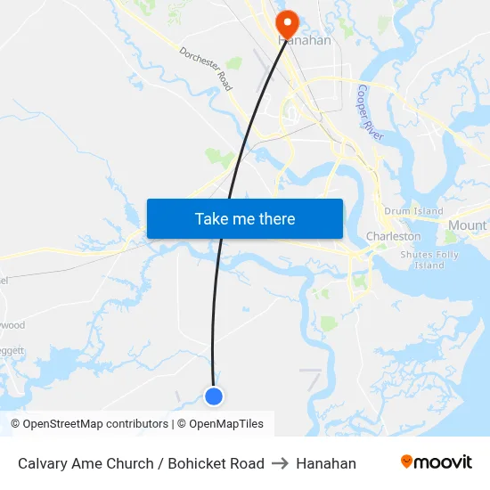Calvary Ame Church / Bohicket Road to Hanahan map