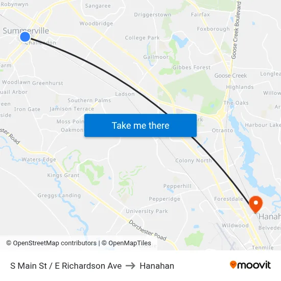 S Main St / E Richardson Ave to Hanahan map