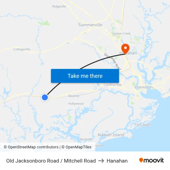 Old Jacksonboro Road / Mitchell Road to Hanahan map