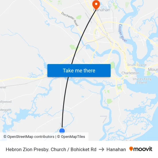 Hebron Zion Presby. Church / Bohicket Rd to Hanahan map