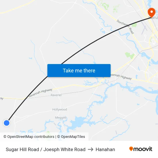 Sugar Hill Road / Joesph White Road to Hanahan map