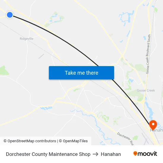 Dorchester County Maintenance Shop to Hanahan map