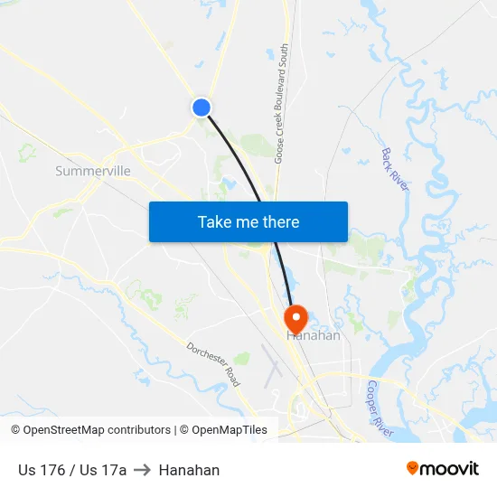 Us 176 / Us 17a to Hanahan map