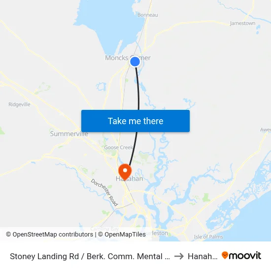 Stoney Landing Rd / Berk. Comm. Mental Health to Hanahan map