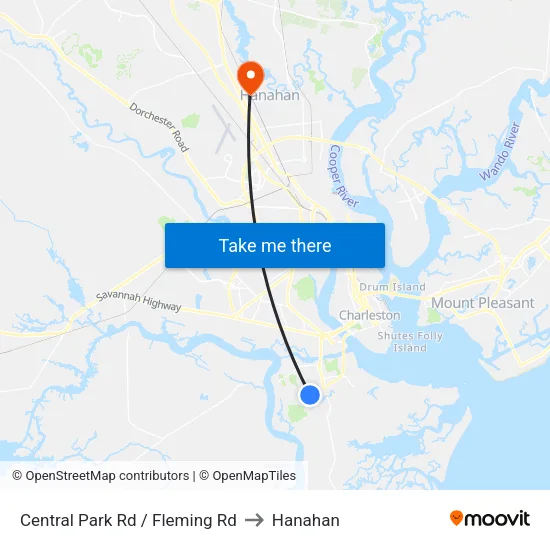Central Park Rd / Fleming Rd to Hanahan map