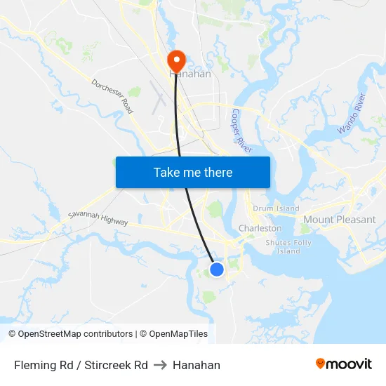Fleming Rd / Stircreek Rd to Hanahan map