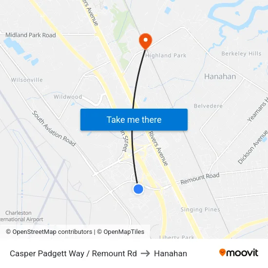 Casper Padgett Way / Remount Rd to Hanahan map