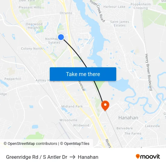 Greenridge Rd / S Antler Dr to Hanahan map
