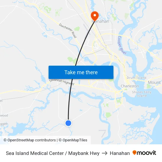 Sea Island Medical Center / Maybank Hwy to Hanahan map