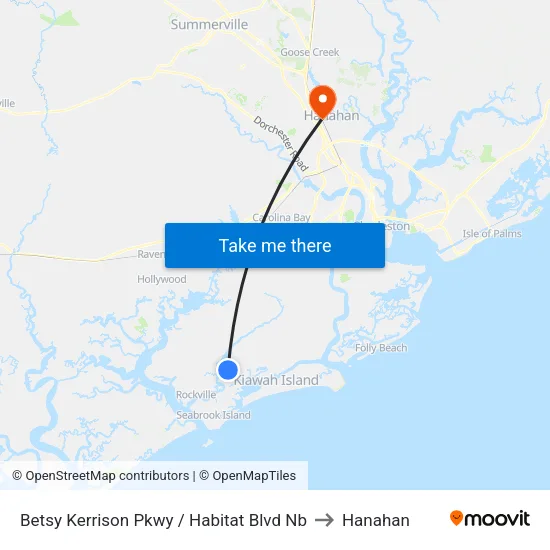 Betsy Kerrison Pkwy / Habitat Blvd Nb to Hanahan map