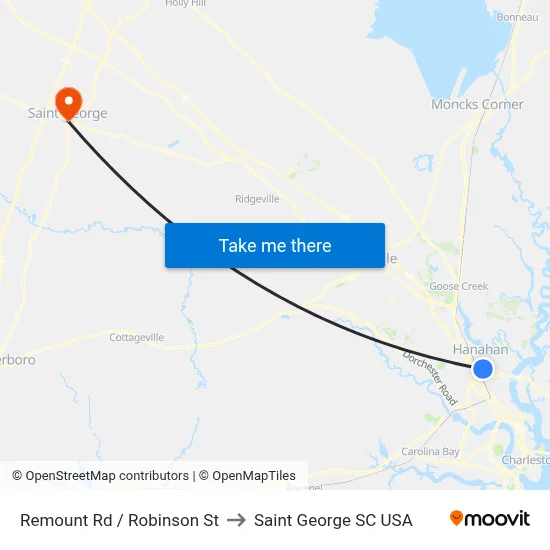 Remount Rd / Robinson St to Saint George SC USA map