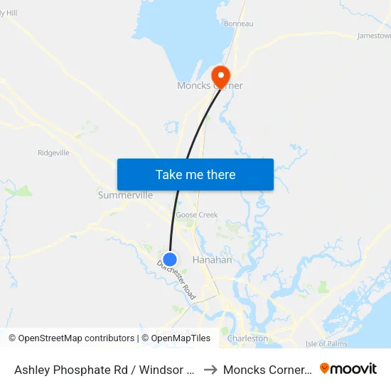 Ashley Phosphate Rd / Windsor Hill Dr to Moncks Corner, SC map