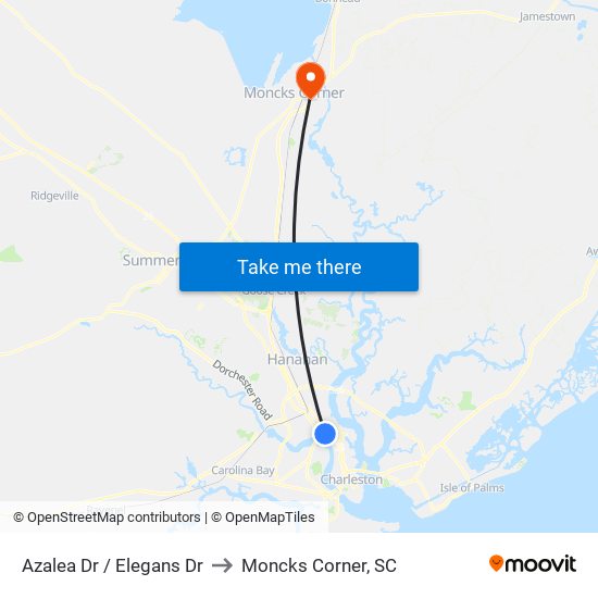 Azalea Dr / Elegans Dr to Moncks Corner, SC map