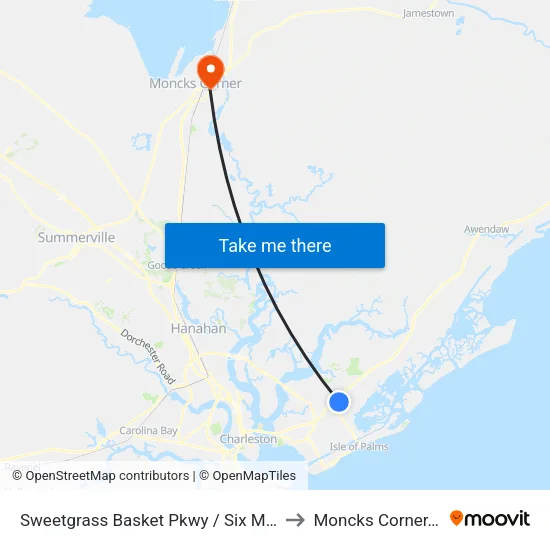 Sweetgrass Basket Pkwy / Six Mile Rd to Moncks Corner, SC map