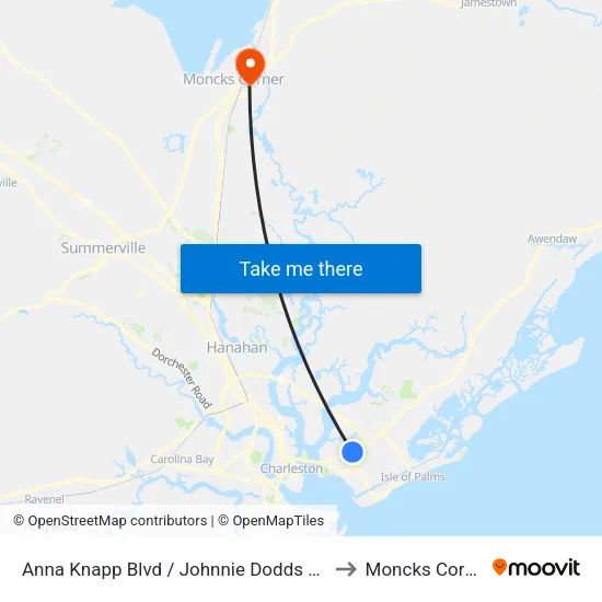 Anna Knapp Blvd / Johnnie Dodds Blvd (N Of 17) to Moncks Corner, SC map