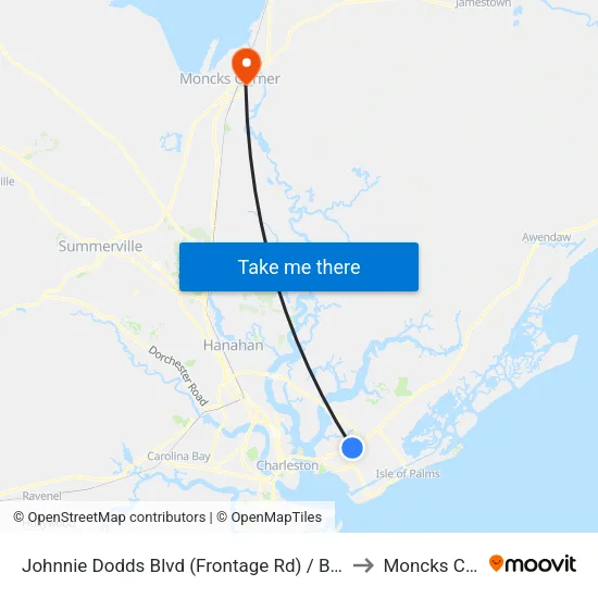 Johnnie Dodds Blvd (Frontage Rd) / Bowman Rd (N Of Hwy 17) to Moncks Corner, SC map