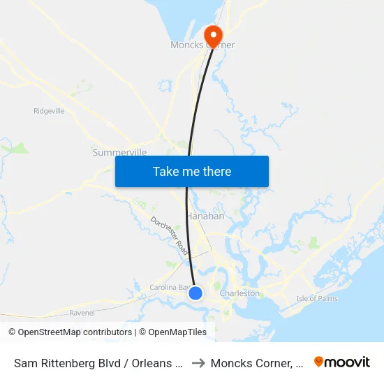 Sam Rittenberg Blvd / Orleans Rd to Moncks Corner, SC map
