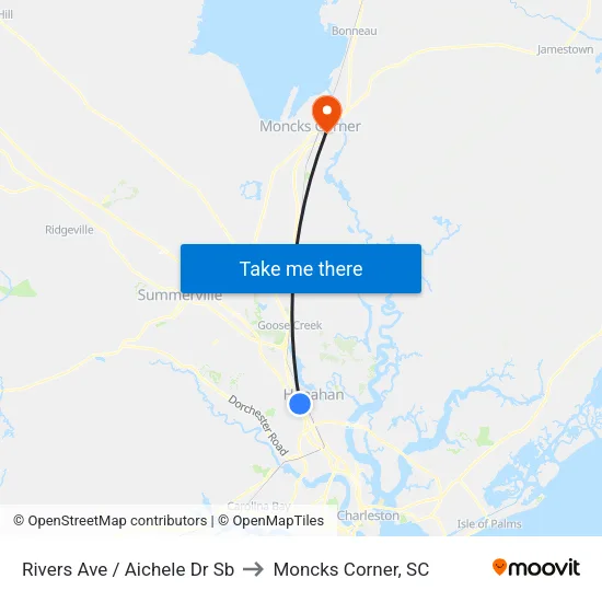 Rivers Ave / Aichele Dr Sb to Moncks Corner, SC map