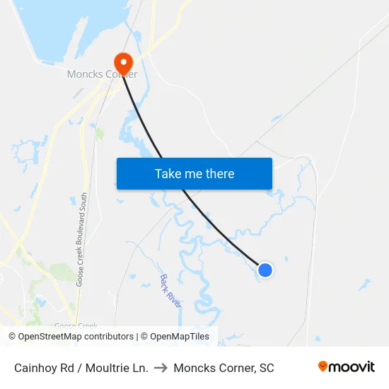 Cainhoy Rd / Moultrie Ln. to Moncks Corner, SC map