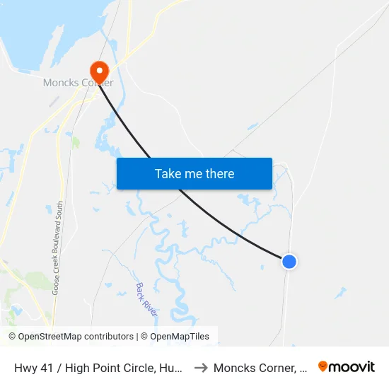 Hwy 41 / High Point Circle, Huger to Moncks Corner, SC map