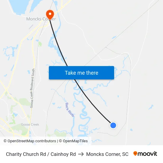 Charity Church Rd / Cainhoy Rd to Moncks Corner, SC map