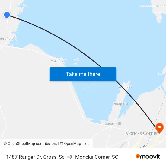 1487 Ranger Dr, Cross, Sc to Moncks Corner, SC map