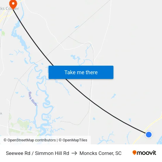 Seewee Rd / Simmon Hill Rd to Moncks Corner, SC map