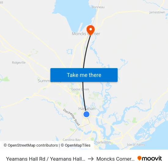 Yeamans Hall Rd / Yeamans Hall Plaza to Moncks Corner, SC map