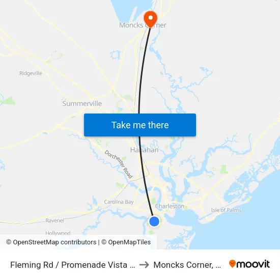 Fleming Rd / Promenade Vista St to Moncks Corner, SC map