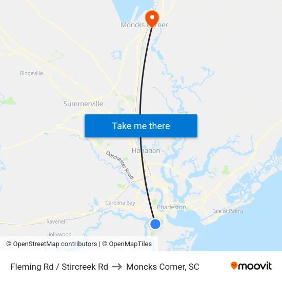 Fleming Rd / Stircreek Rd to Moncks Corner, SC map