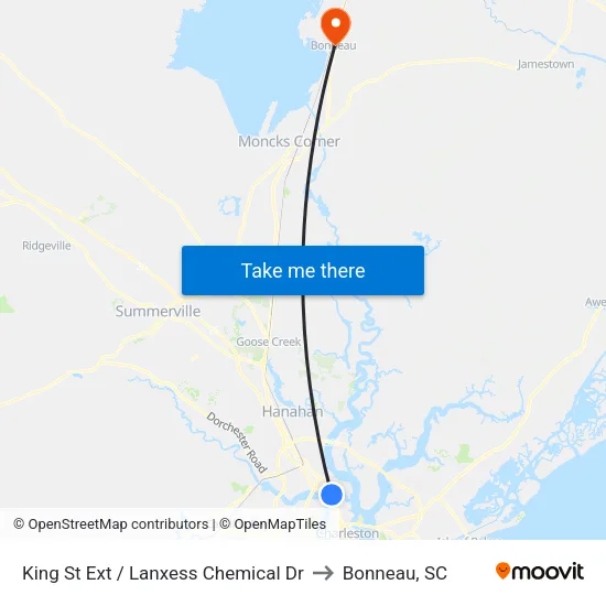King St Ext / Lanxess Chemical Dr to Bonneau, SC map