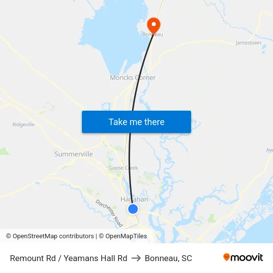 Remount Rd / Yeamans Hall Rd to Bonneau, SC map