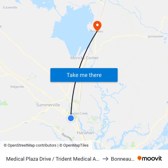 Medical Plaza Drive / Trident Medical Arts Center to Bonneau, SC map