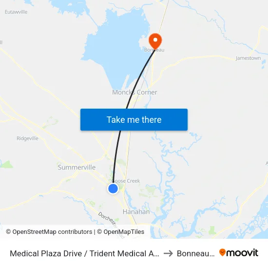 Medical Plaza Drive / Trident Medical Arts Center to Bonneau, SC map