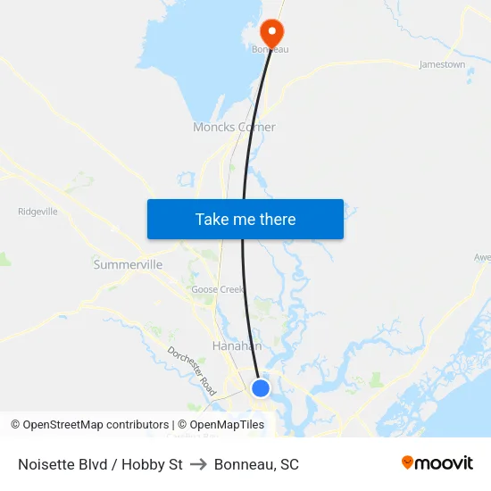 Noisette Blvd / Hobby St to Bonneau, SC map