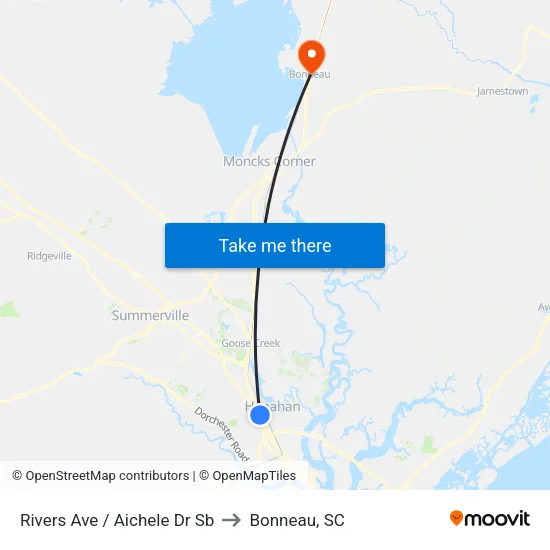 Rivers Ave / Aichele Dr Sb to Bonneau, SC map