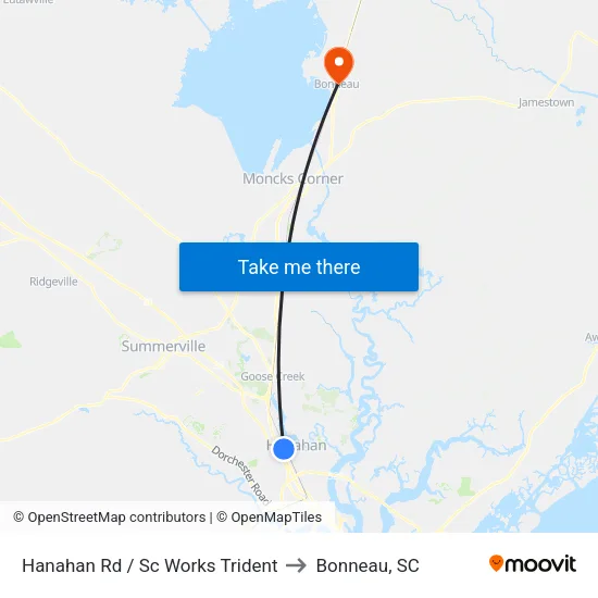 Hanahan Rd / Sc Works Trident to Bonneau, SC map