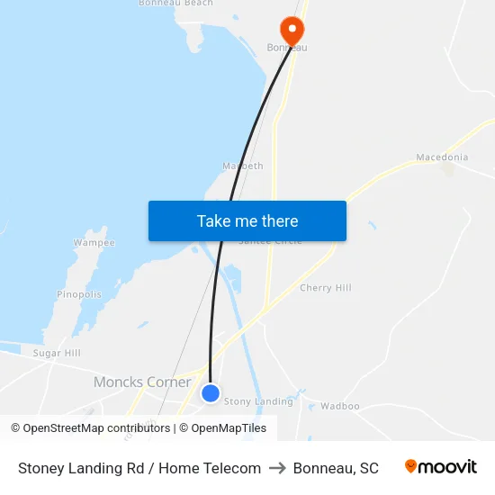 Stoney Landing Rd / Home Telecom to Bonneau, SC map