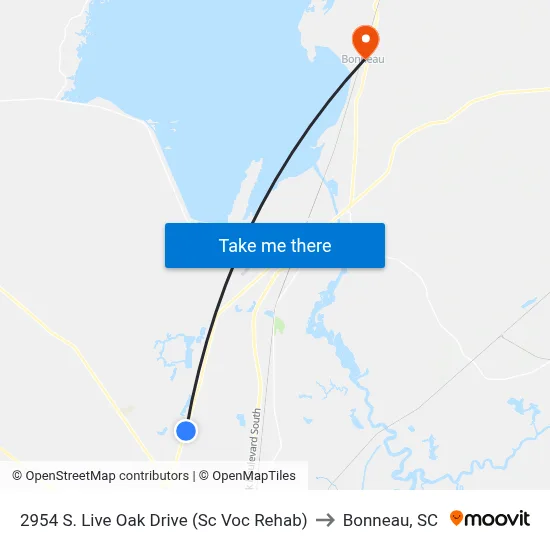 2954 S. Live Oak Drive (Sc Voc Rehab) to Bonneau, SC map