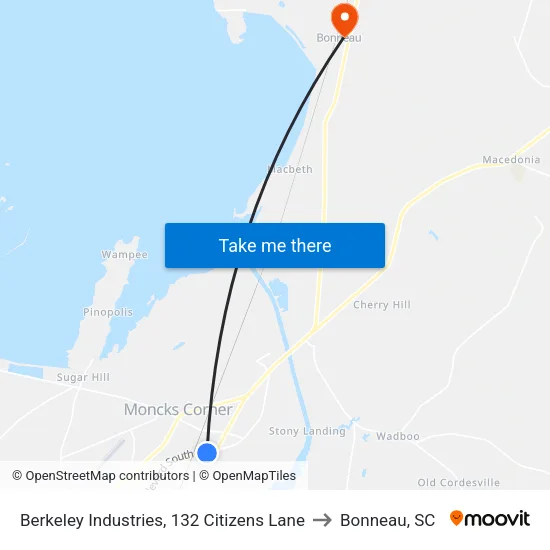 Berkeley Industries, 132 Citizens Lane to Bonneau, SC map