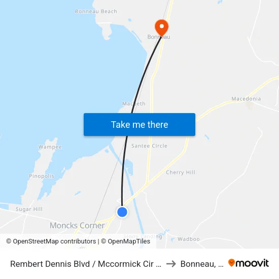Rembert Dennis Blvd / Mccormick Cir South to Bonneau, SC map